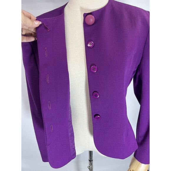 Vintage Christian Dior The Suit Womens Blazer Jacket Purple Size 8 Pure Wool USA - Picture 3 of 15